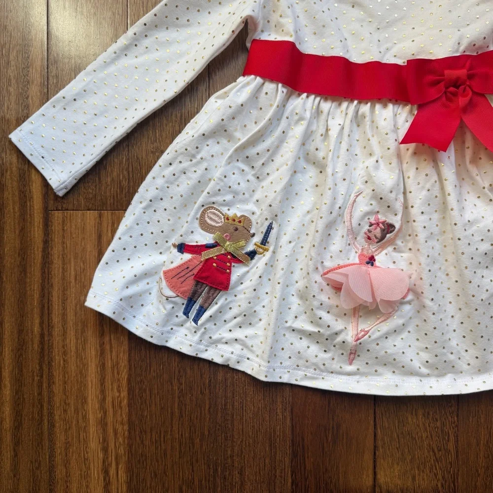 Bonnie Jean White and Red Dance Costume Dress with Tights Size 2T NWT